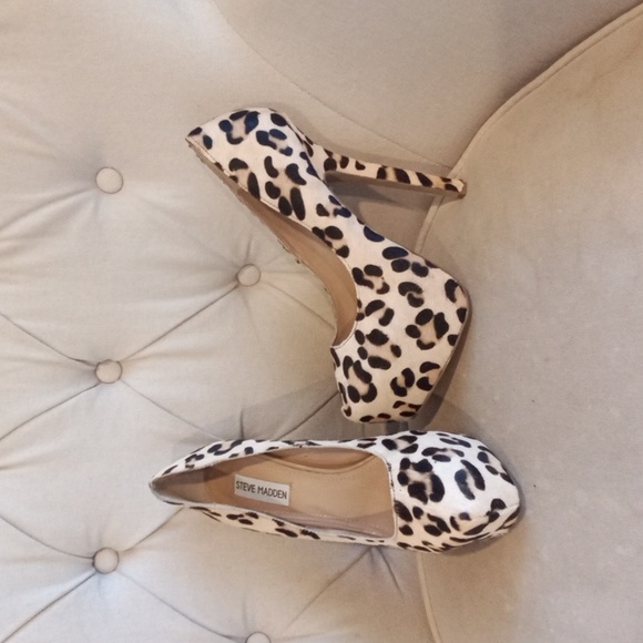 NEW Steve Madden Platform Fur Animal Print  Pumps - Picture 2 of 8